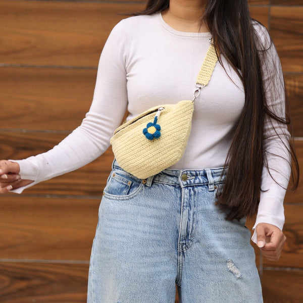 Yellow Crochet Fanny Pack Bag | Verified Sustainable Bags on Brown Living™