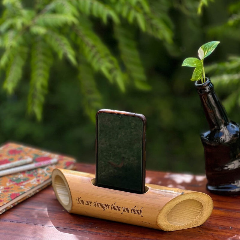 You are Stronger Than You Think Bamboobeat Natural Speaker - Portable Mobile Holder | Verified Sustainable Desk Accessories on Brown Living™