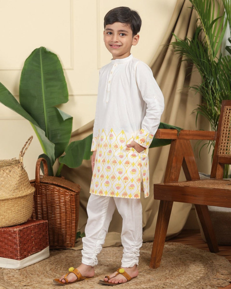 Buy Zahra Boys Ethnic Kurta Churidaar Set with Nehru Jacket | Shop Verified Sustainable Kids Ethnic Sets on Brown Living™